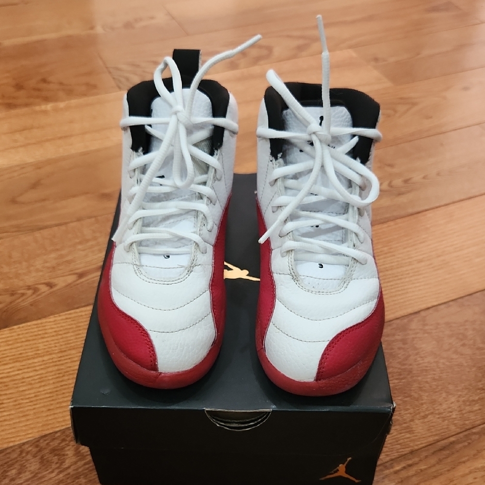 Jordan 12 Retro Black, Red and White Unisex Sneakers